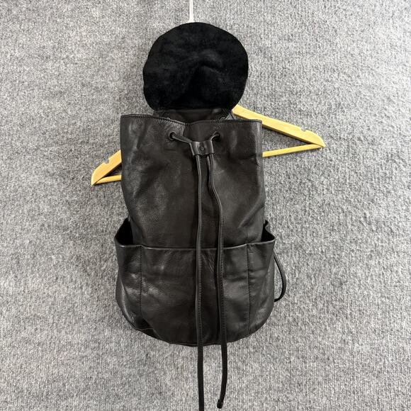 COS Unstructured Leather Backpack Drawstring Black Minimalist Casual Work Travel main image 11
